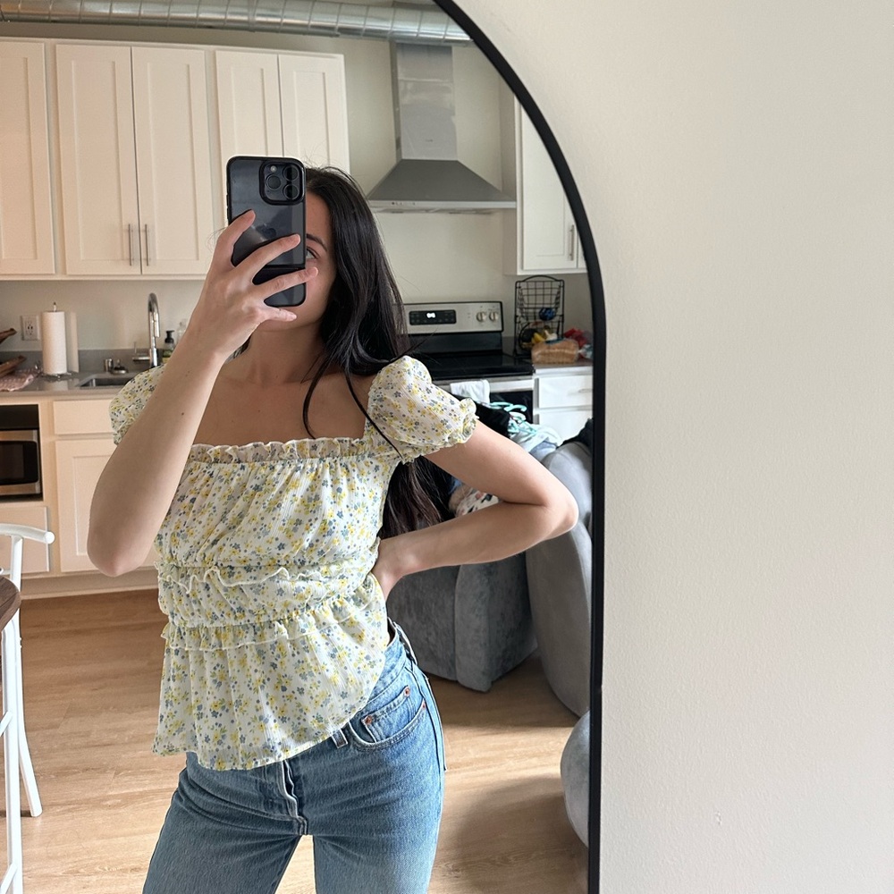 Franchescas Floral Tulle Top - XS